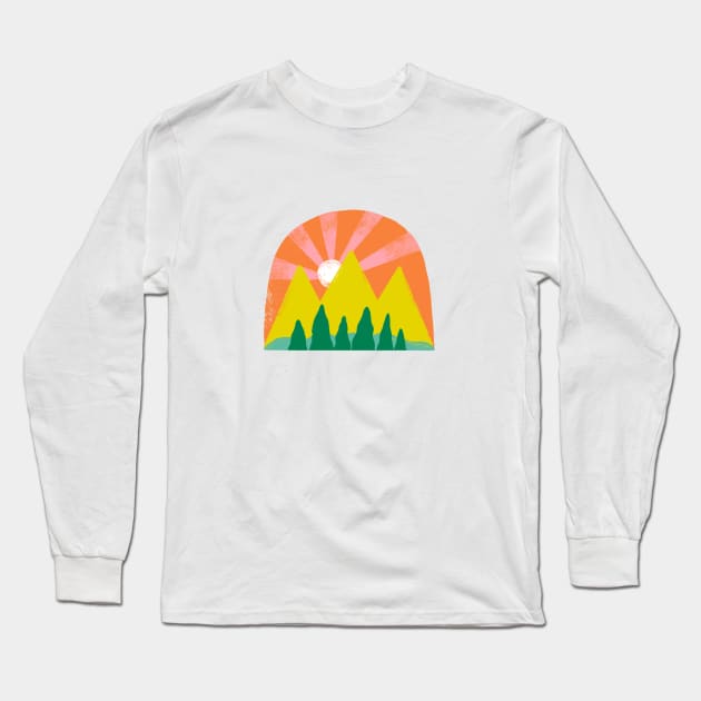 Mountain Sunset Long Sleeve T-Shirt by ellolovey